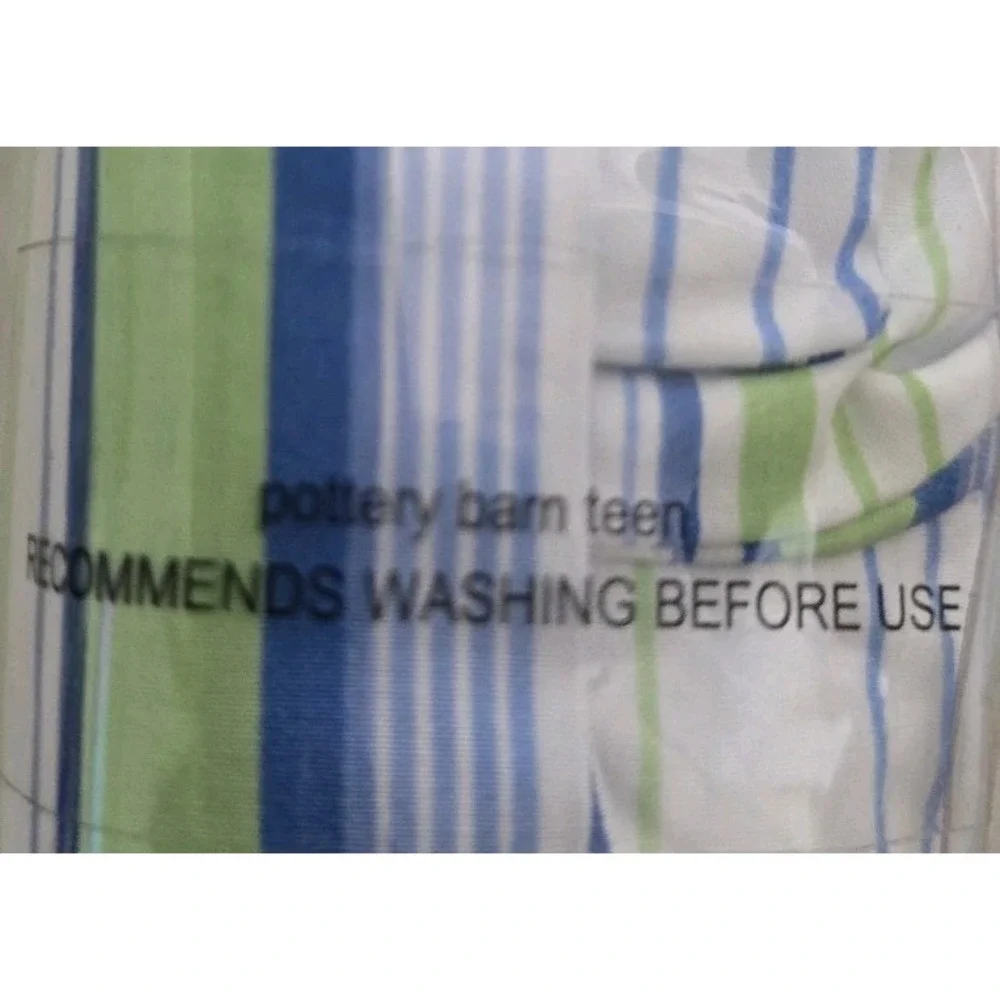 NIP PB Teen Paradise Cove Stripe Pillowcase Set of 2 Cotton Blue Green White